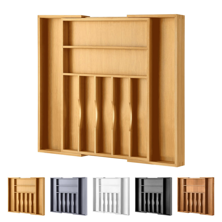 Large Premium Bamboo Silverware Organizer