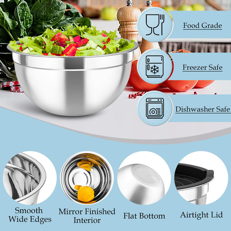 Mixing Bowls Stainless Steel Nesting Salad Bowls Set (6 Count)