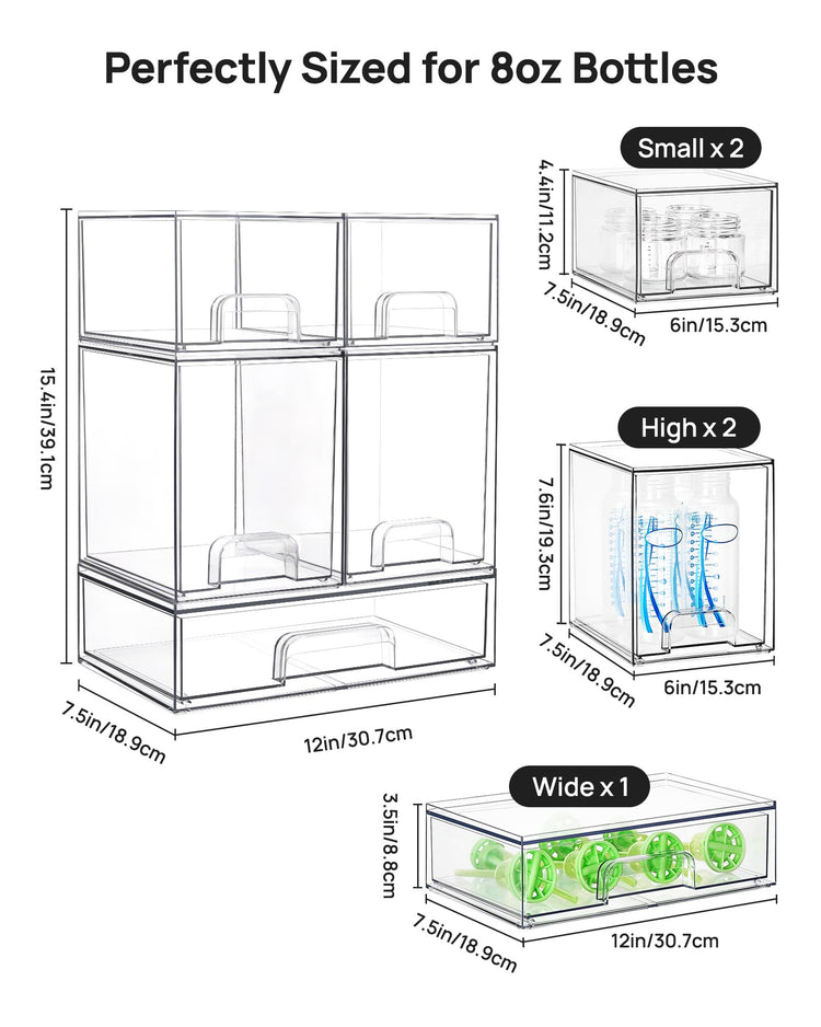 Clear Stackable Storage Drawers Set of 5 (5 Count)