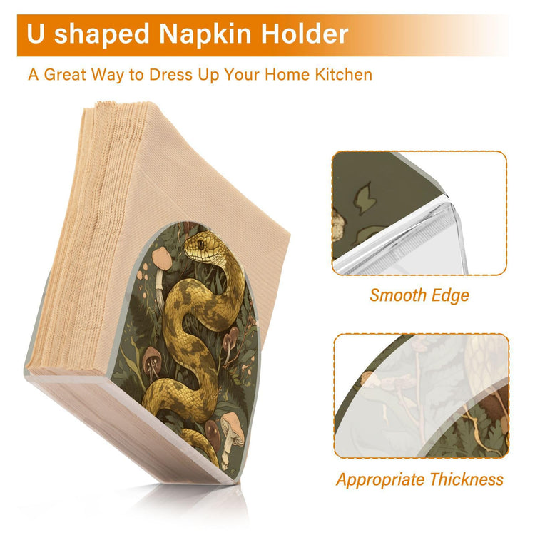 Snake and Mushroom Napkin Holder for Table Paper Napkins Holder Acrylic Tissue Dispenser Kitchen Dining Room Bathroom Party Car Decor