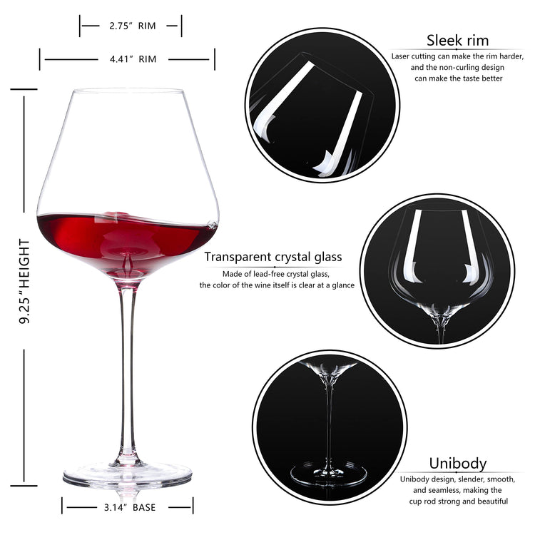 Hand Blown Red Wine Glasses Set of 4 (4 Count)