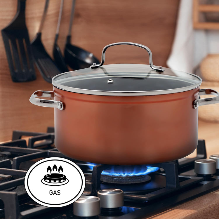 Nuwave 12pc Healthy Pots and Pan Set Non-Stick, Forged Lightweight Cookware Set, G10 Duralon Ceramic Coating, Vented Tempered Glass Lids, Induction-Ready & Works on All Cooktops, PFAS Free