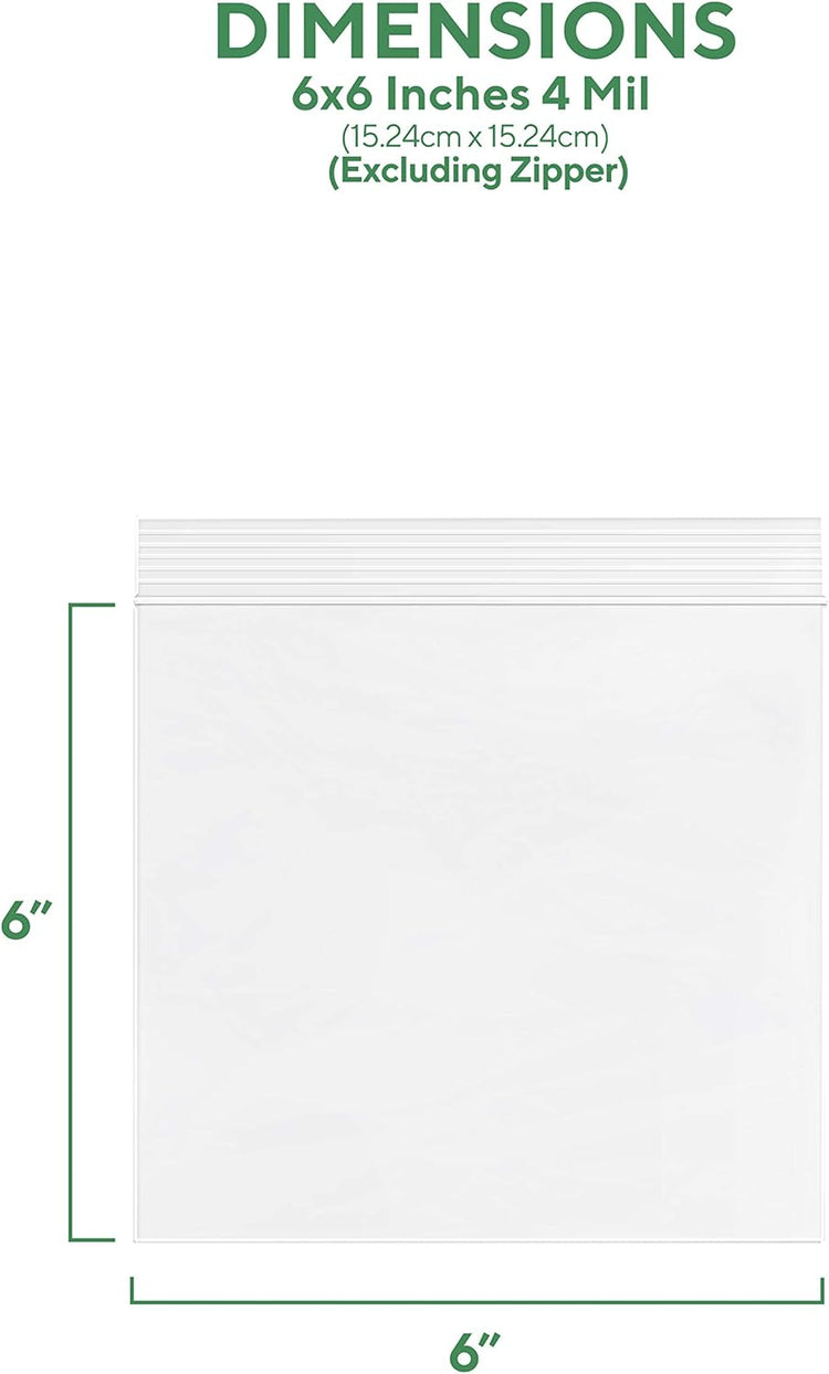 Clear Plastic Zip Sandwich Bags - Bulk GPI Pack of 200 6" x 6" 4mil Thick Heavy Duty, Strong & Durable RECLOSABLE Poly Baggies with Resealable Zipper Lock for Travel, Storage, Packaging & Shipping