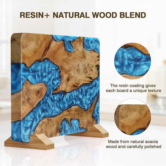 HOSHANHO Resin Magnetic Knife Block, Double Sided Magnetic Knife Holder and Kitchen Knife Organizer Storage, Thickened Acacia Wood Universal Knife Block for Chefs