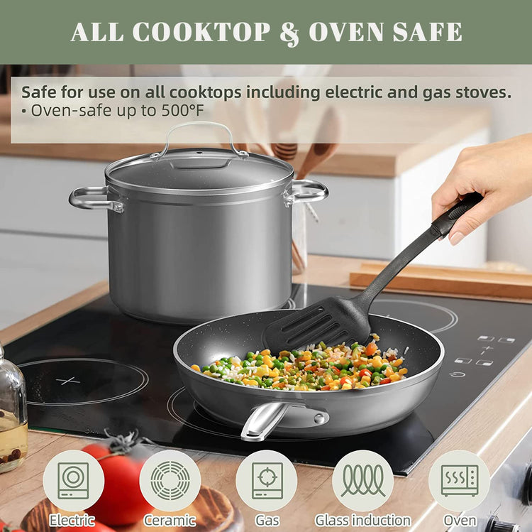 7pc Cookware Set Healthy Duralon Blue Ceramic Nonstick Coated
