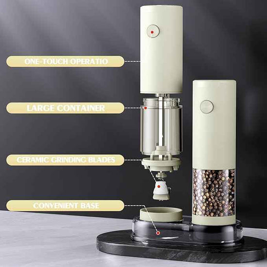 Salt and Pepper Grinder Set Electric Adjustable Coarseness Salt Pepper Grinder Shakers House Warming Gifts Automatic Battery Pepper Mill Shakers Gifts for Women Wedding Registry Must Haves