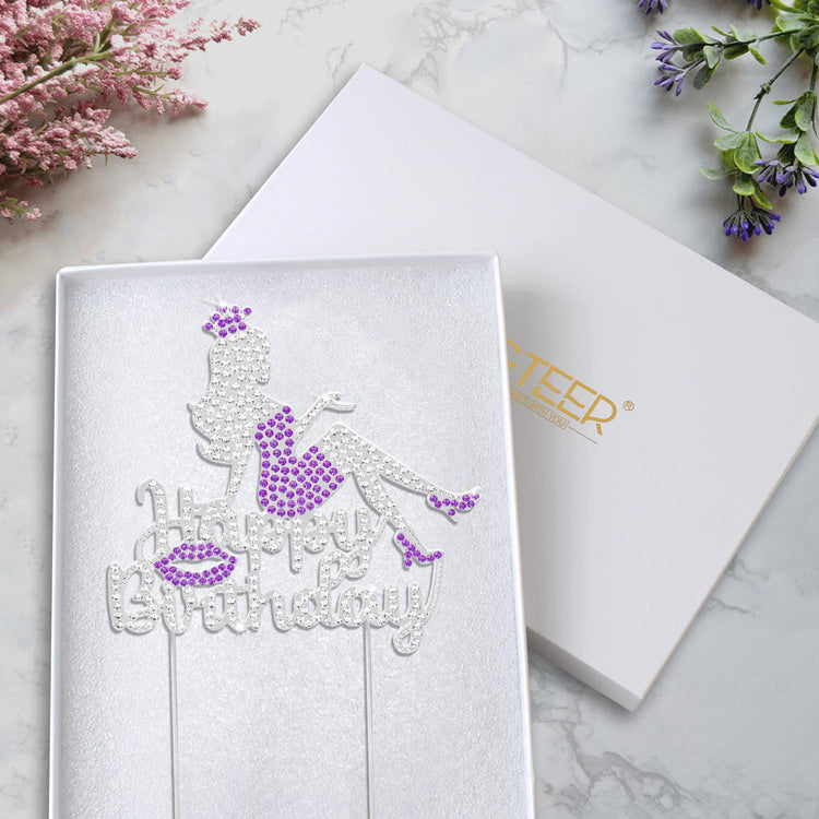 Happy Birthday Crown Queen Lady Rhinestone Cake Topper
