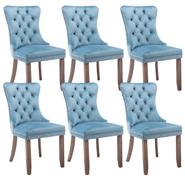 Light Blue Velvet Dining Chairs Set of 6 (6 Count)