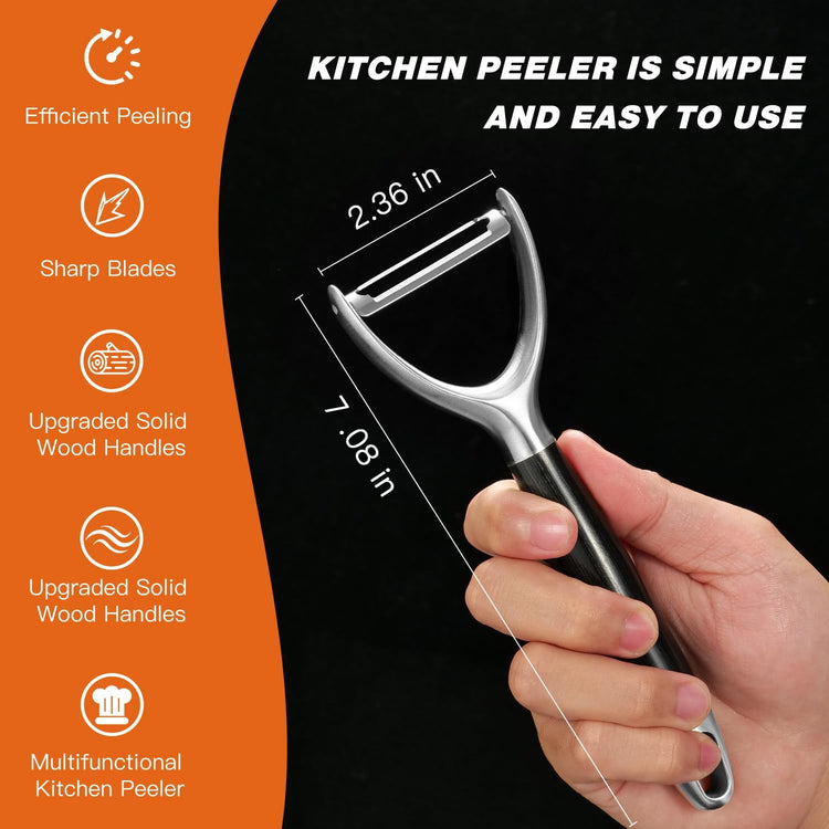 304 Stainless Steel Multi-Function Kitchen Peeler - With Solid Wood Handle, Sharp & Durable Blade, Effortlessly Peels Vegetables and Fruits, Essential Kitchen Tool