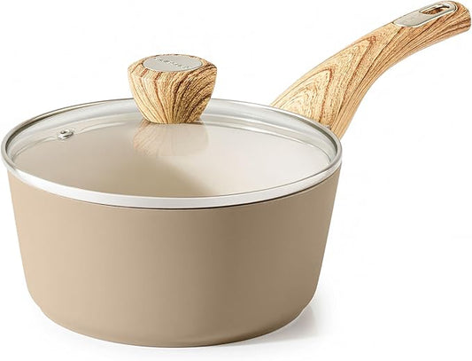 SENSARTE Ceramic Nonstick Sauce Pan with Lid, 1.5 Quart Small Saucepan, Cooking Pot with Stay Cool Handle, Non toxic Kitchen Sauce Pot, Non stick Saucier Pan, Induction Pot, PFOA PTFE PFAS PFOA Free
