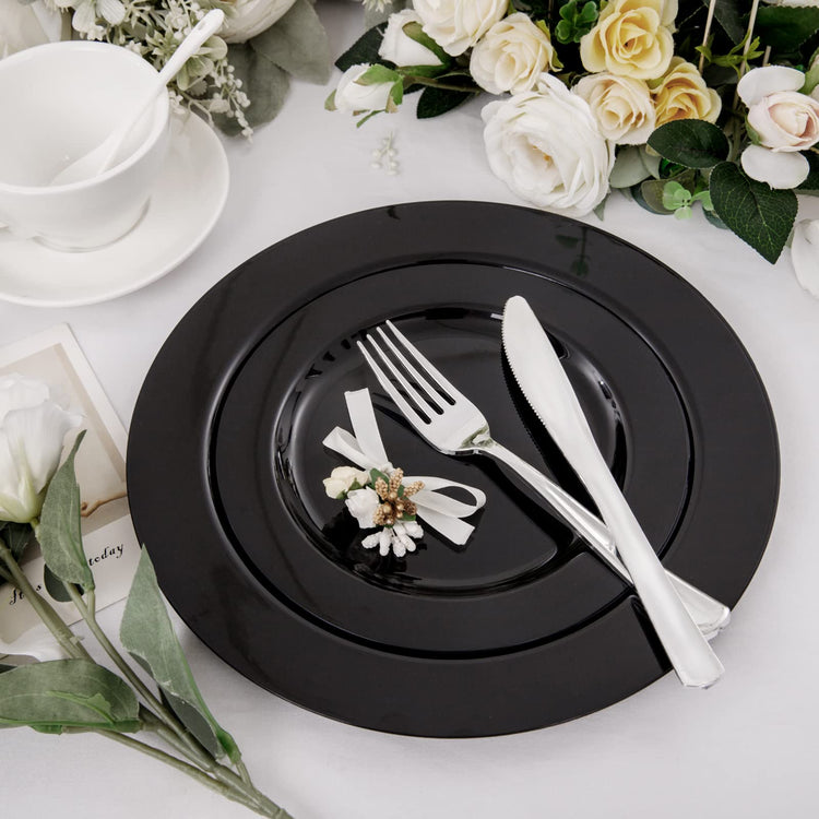 60PCS Black Plastic Plates (60 Count)