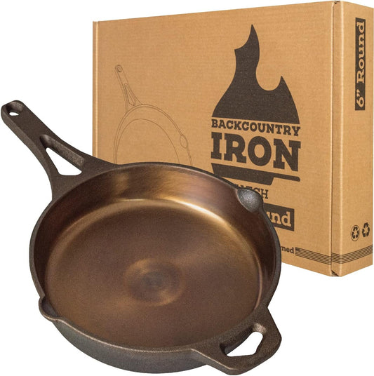 Backcountry Iron 6 Inch Smooth Wasatch Pre-Seasoned Round Cast Iron Skillet - Nestoria