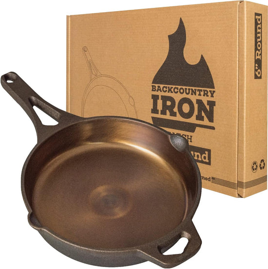 Backcountry Iron 6 Inch Smooth Wasatch Pre-Seasoned Round Cast Iron Skillet - Nestoria