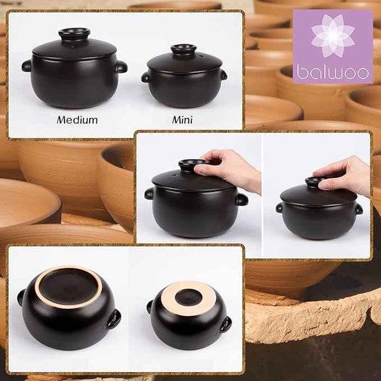 Korean Earthenware Pot Ttukbaegi, Ceramic Clay Cooking Pot Petalite Casserole, Heat Resistant Ceramic Pot, Zero-Crack Stone Bowl Stockpot Soup Cookware (Mini)