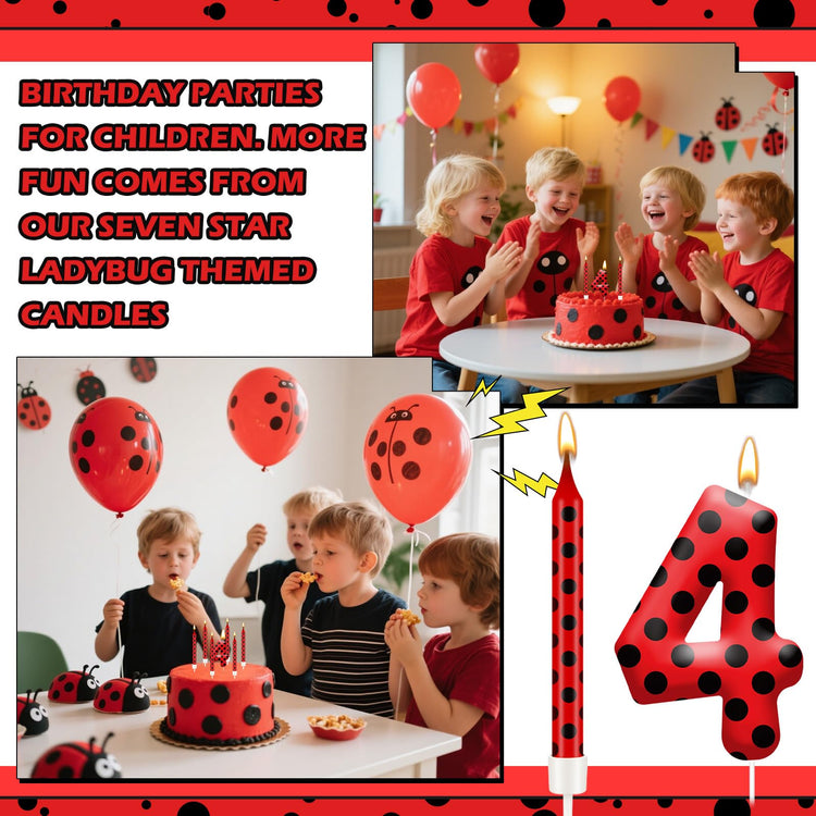 13PCS Ladybug Theme Birthday Candles Set (13 Count)