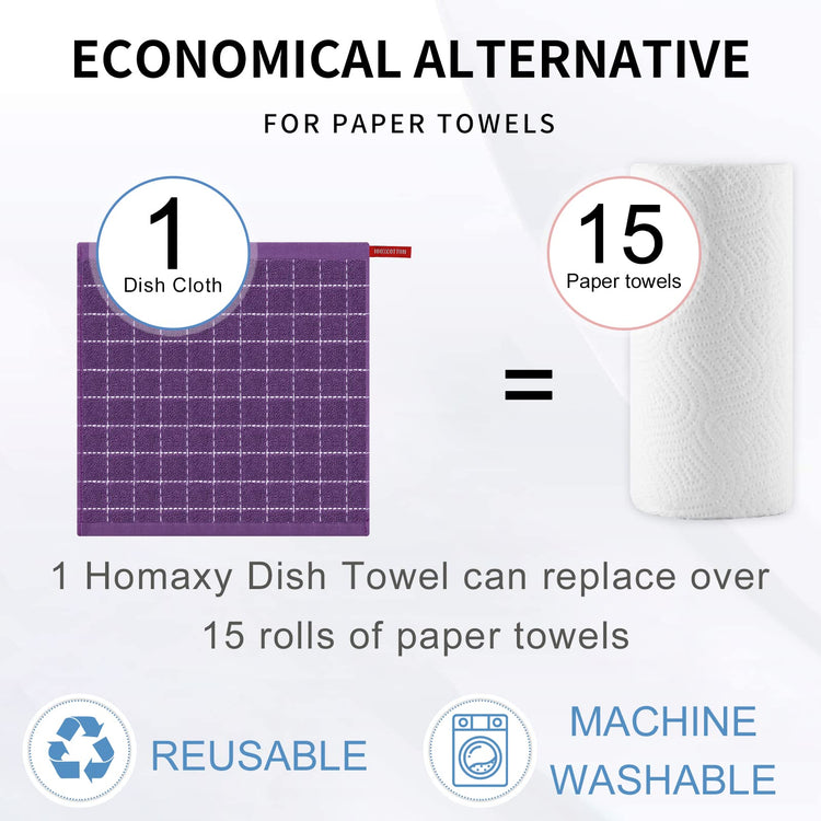 100% Cotton Terry Kitchen Dish Cloths (6 Count)