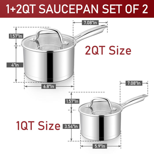 1 &2 Qt Saucepan with Lid (2 Count)