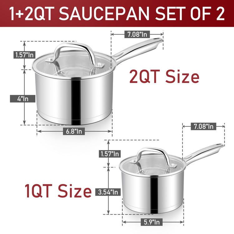 1 &2 Qt Saucepan with Lid (2 Count)