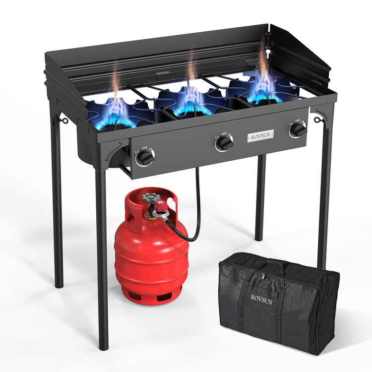 3 Burner Propane Gas Stove with Carrying Bag