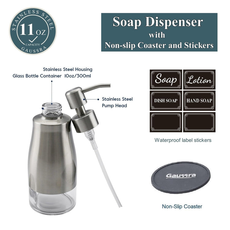 Soap Dispenser with Coaster and Stickers