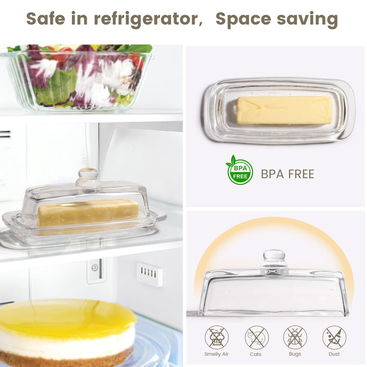 Modern Minimalist Clear Butter Dish with Lid for Countertop