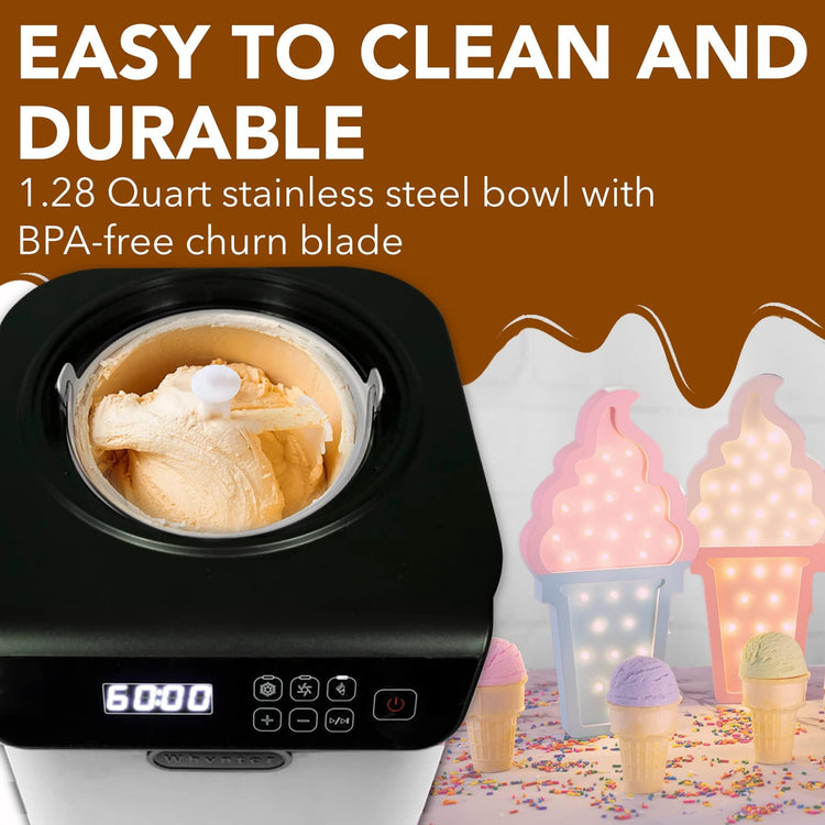 Ice Cream Maker with Compressor & Timer