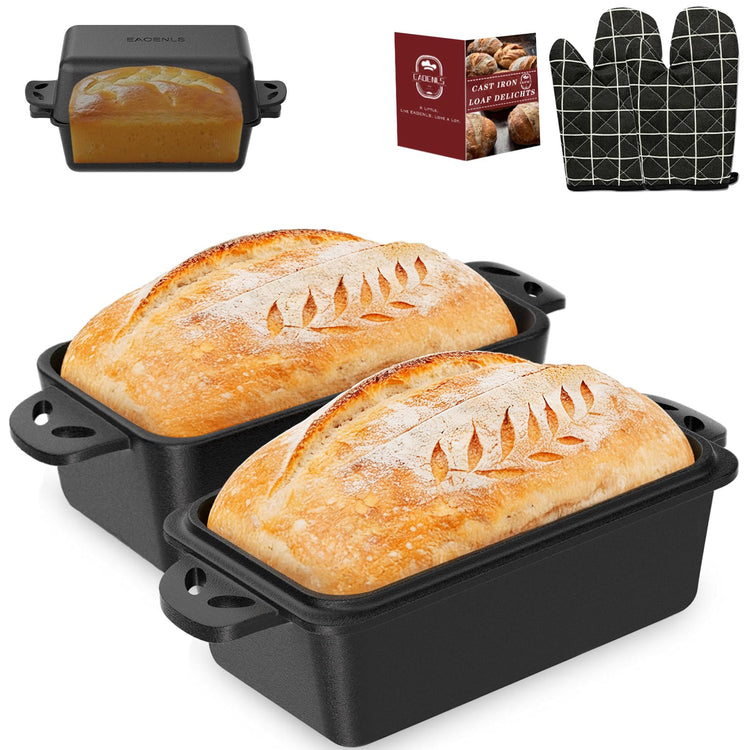 9×5 Inch Cast Iron Loaf Pan with Lid (2 Count)