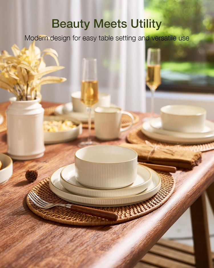 Stoneware Dinnerware Set with Mugs (16 Count)