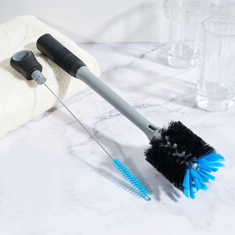 2-in-1 Bottle Brush and Straw Cleaner Brush, Black, 1 Pack