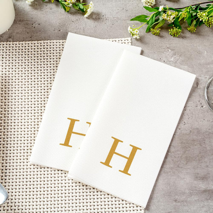 Paper Rectangle Gold Letter H Linen (2000 Count)