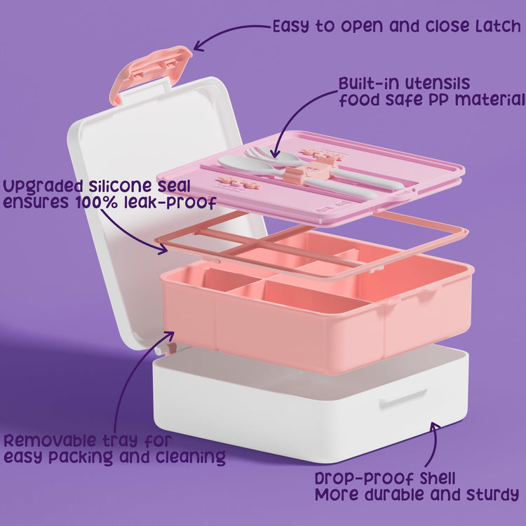 Kids Bento Snack Lunch Box with Thermo Insulated Toddler Lunch Bag
