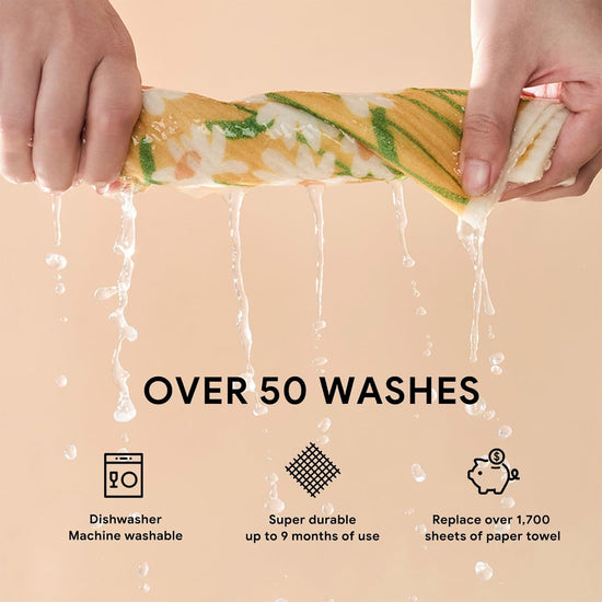 RECYCO Swedish Dishcloths for Kitchen | 4 Pack Oversized Washable Dish Rags | Large Cellulose Reusable Cleaning Paper Towels | Absorbent Counter Dish Cloth Sponge XL Kitchen Wipes, 12" L x 10" W - Nestoria