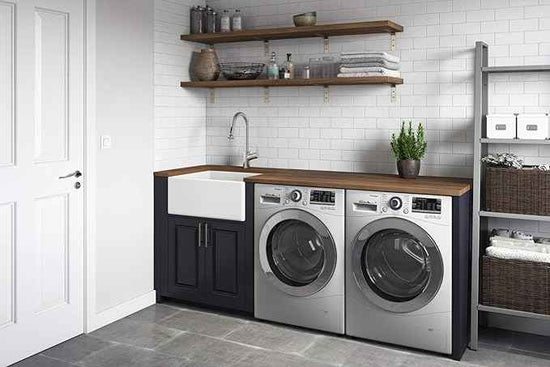 Ruvati 23 x 18 inch Fireclay Farmhouse Apron-Front Kitchen Laundry Sink Single Bowl - White - RVL2468WH