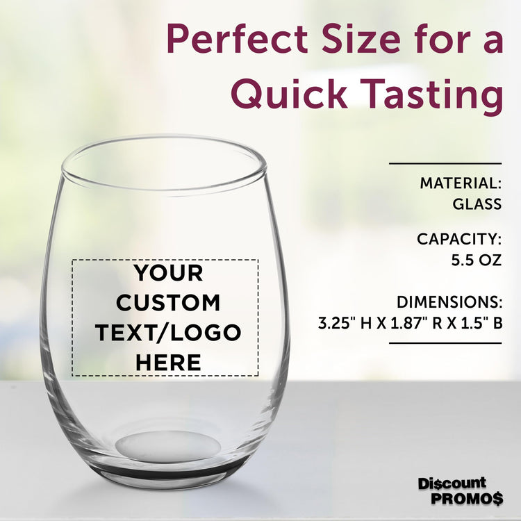 Custom Stemless Wine Glasses by ARC 5.5 oz Set of 12 (100 Count)
