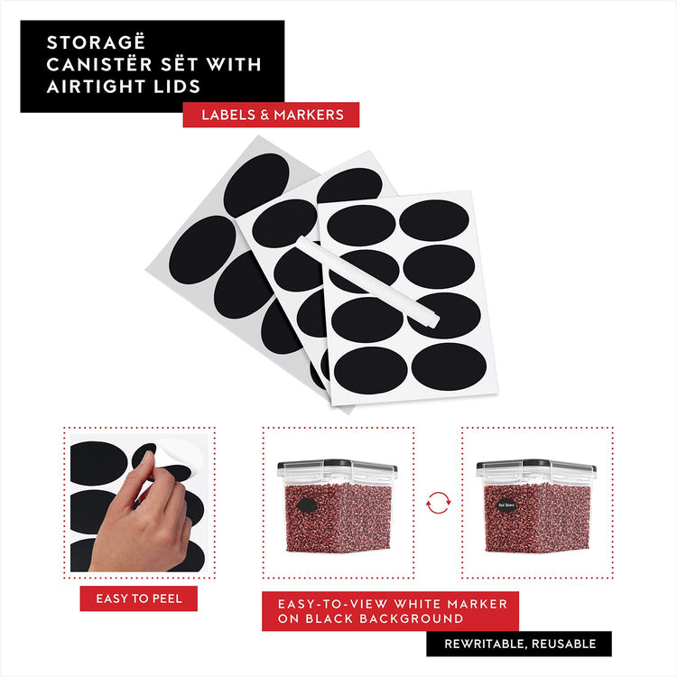 Flour Sugar Storage Containers Set of 4; 3.6L Plastic Airtight Food Storage Containers with Lids for Kitchen Pantry Organization and Storage (4 Count)
