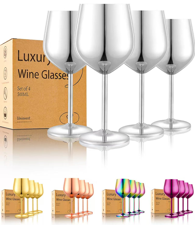 Unbreakable Stainless Steel Wine Glasses Set of 4 (4 Count)