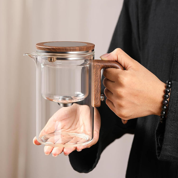 Enchanti Tea Pot - 600ml/20.3oz Witchcraft Magic Glass Teapot, Magnetic Water Separation Design, Borosilicate Infuser Pot with Strainer for Loose Leaf & Herbal Teas, Ideal for Tea Maker