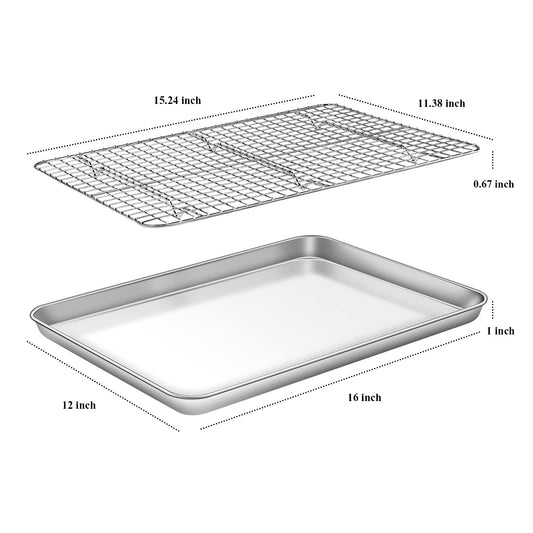 Baking Sheet with Cooling Rack Set [2 Sheets + 2 Racks]