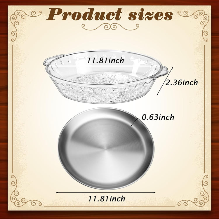 Baderke 3 Set 11.8" Chilled Serving Tray for Parties with Compartments Ice Chilled Party Platter Charcuterie Serving Board Cold Dish Dip for Fruit Seafood Vegetable Shrimp Cocktail (Natural)