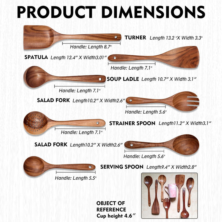 Wooden Non Stick Kitchen Pan Toolset 7 Pieces Set (7 Count)