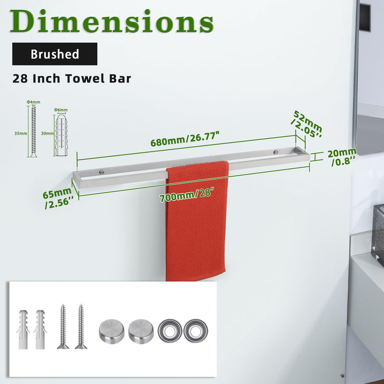 28 Inch Hand Towel Holder Towel Bar for Bathroom Wall Mounted