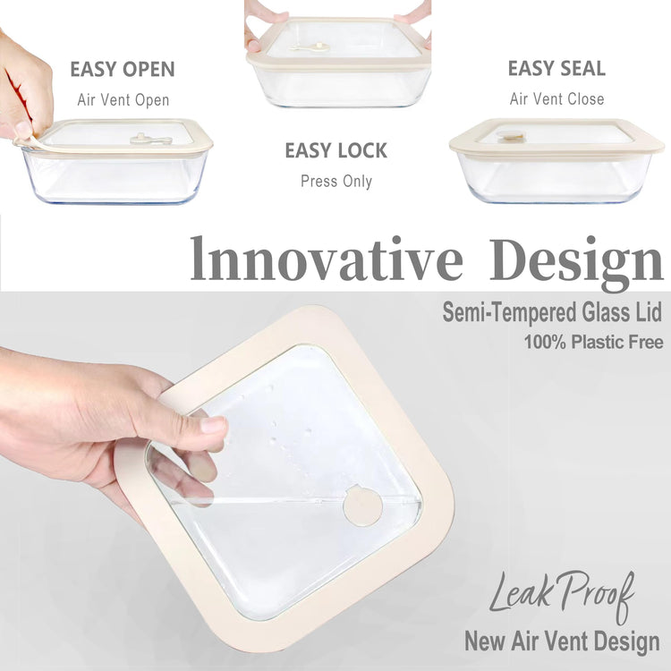 Glass Food Container Set with Silicone Glass Lid (3 Count)