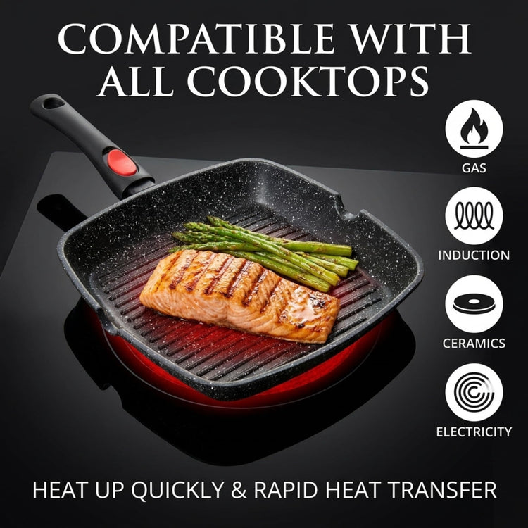 Grill Pan for Indoor Cooking 11Inch Nonstick Square Grill Pan