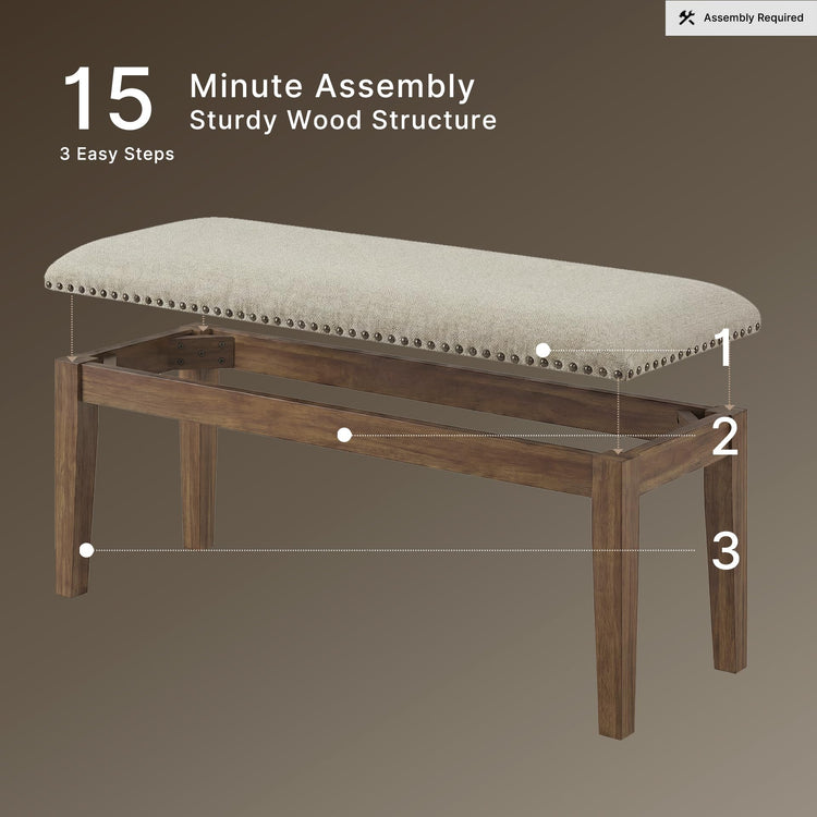 Moriville Wood Upholstered Dining Bench