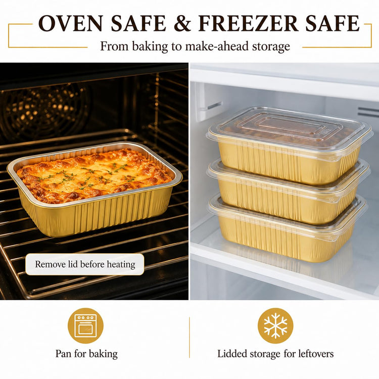 40 Pack 1.5 LB 7.2"×5"×1.8" Aluminum Pans with Lids Heavy Duty (40 Count)