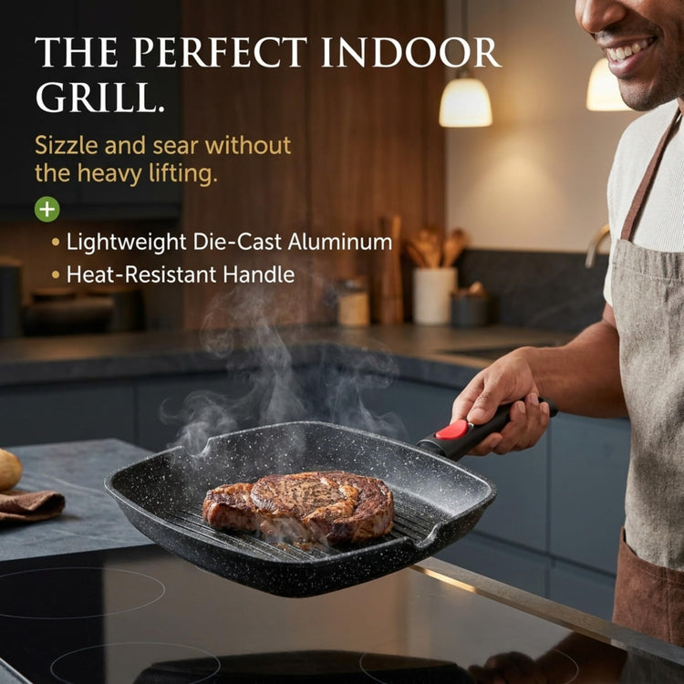 Grill Pan for Indoor Cooking 11Inch Nonstick Square Grill Pan