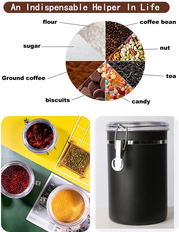 Stainless Steel Food Container with Clear Lids Airtight Storage Container Small Canisters Kitchen Pantry Storage for Cereal