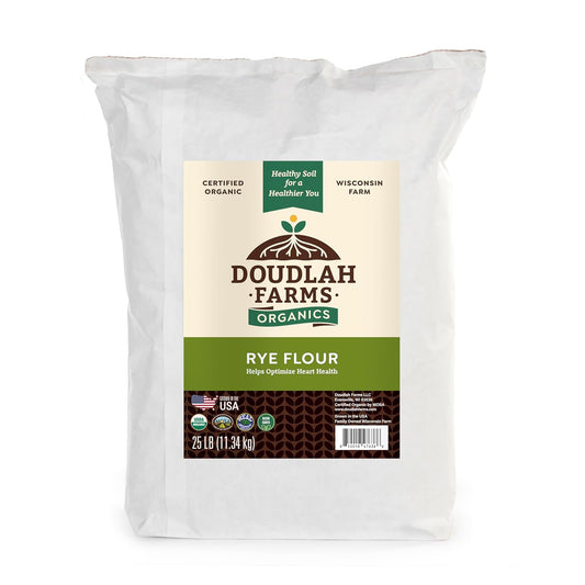 Organic Rye Flour 25 lb Bulk - Non-GMO, USDA Organic, Low Gluten, Vegan, For Baking, Cooking, Supports Heart Health & Digestion - USA Grown by Doudlah Farms - Nestoria