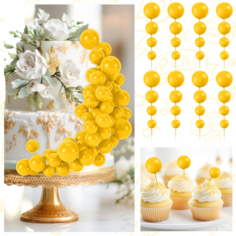 48 Pcs Yellow Cake Topper Decorations (48 Count)