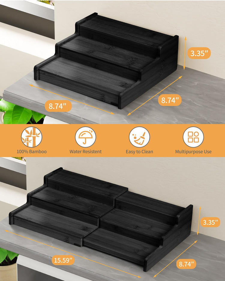 Spice Rack 3 Tier Natural Bamboo
